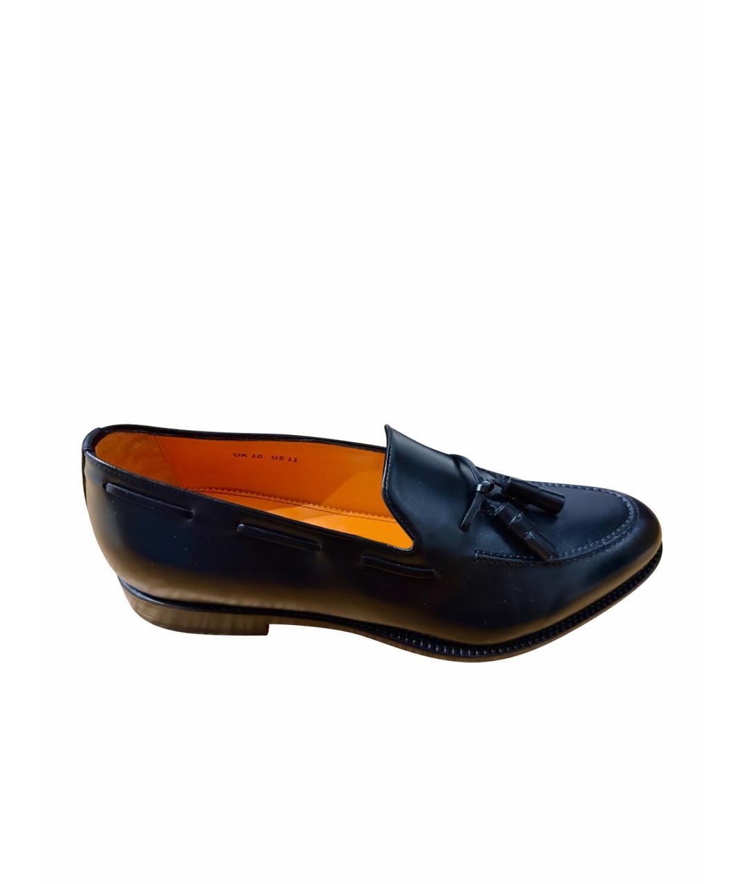 SANTONI Черные кожаные лоферы, фото 1