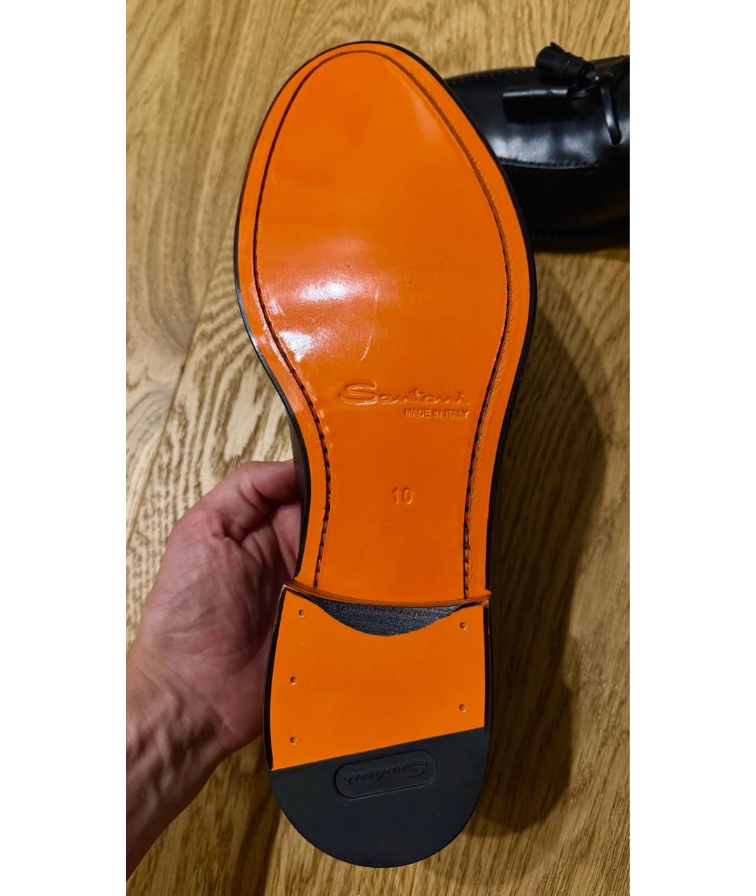 SANTONI Черные кожаные лоферы, фото 4