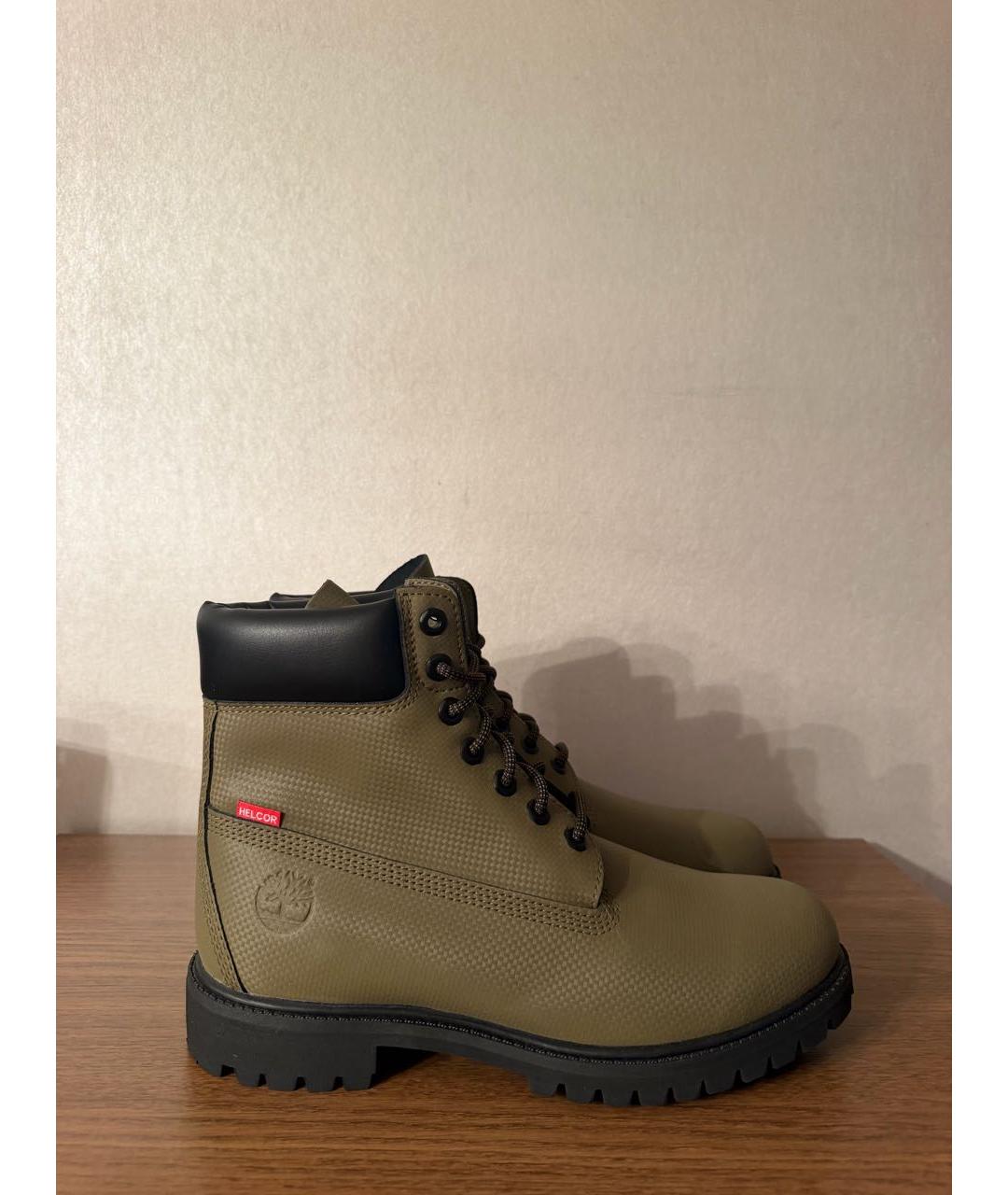 TIMBERLAND Зеленые кожаные высокие ботинки, фото 7
