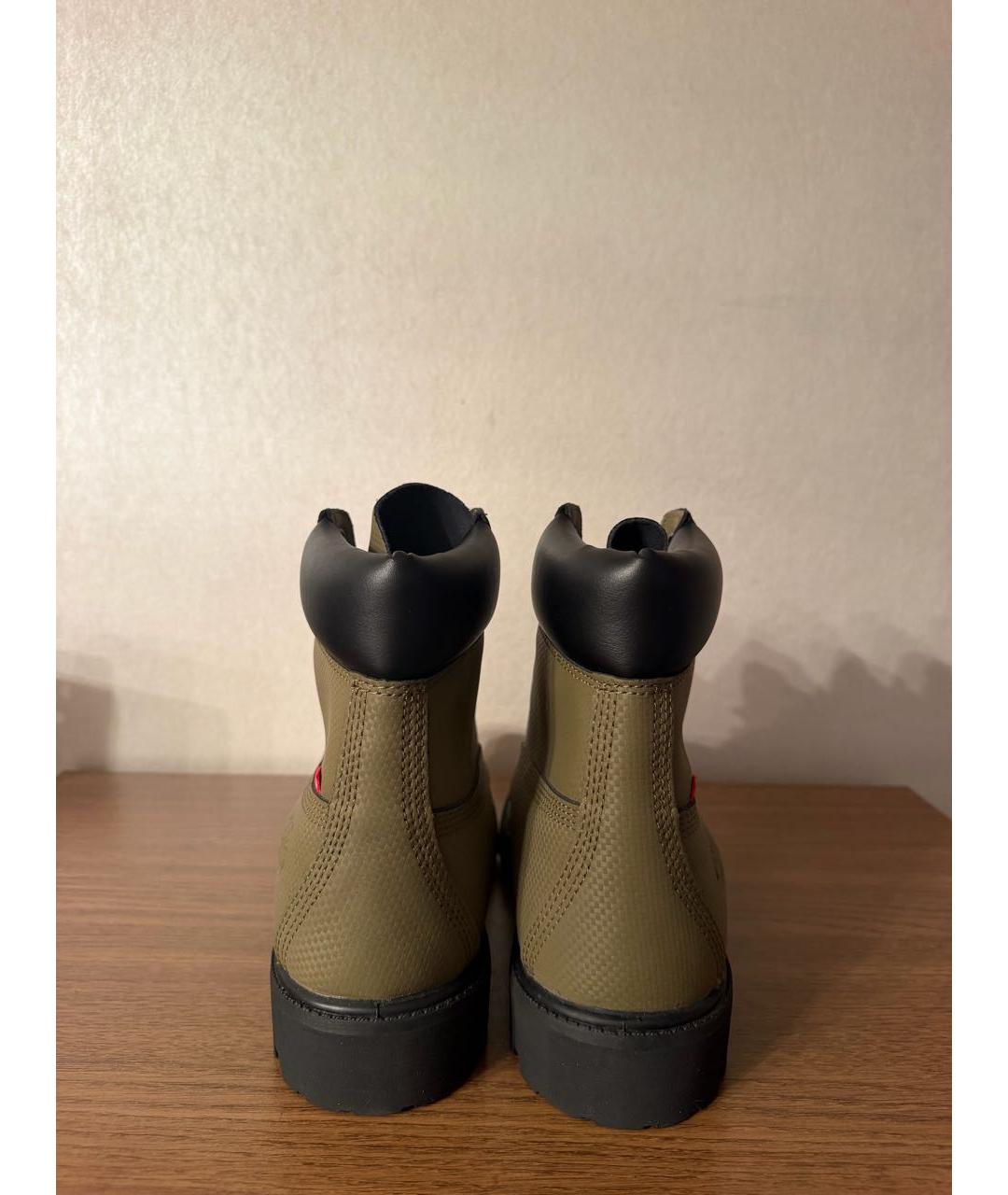 TIMBERLAND Зеленые кожаные высокие ботинки, фото 4