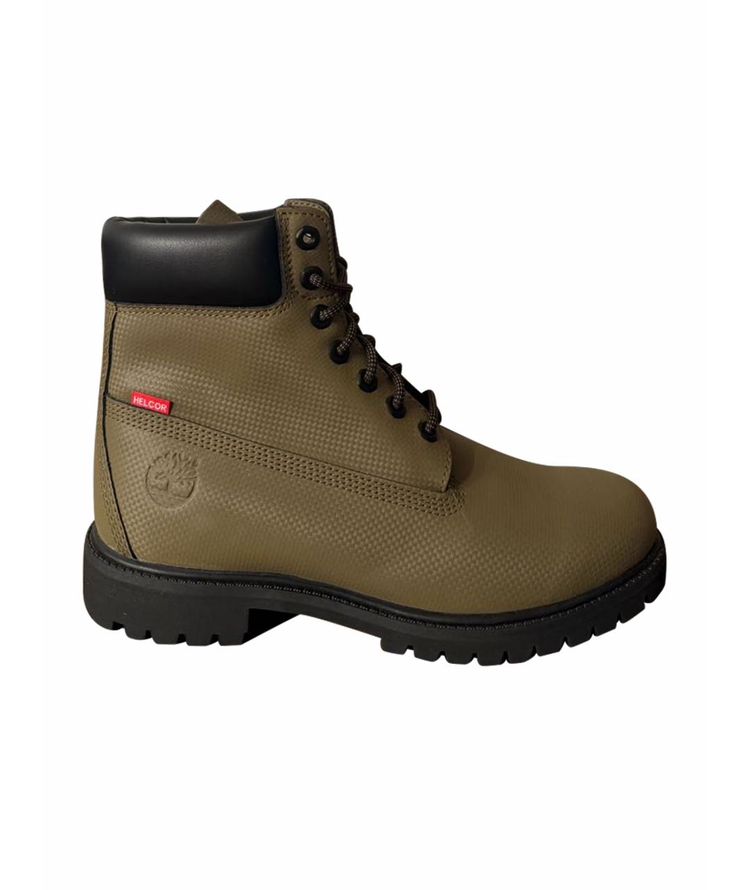 TIMBERLAND Зеленые кожаные высокие ботинки, фото 1