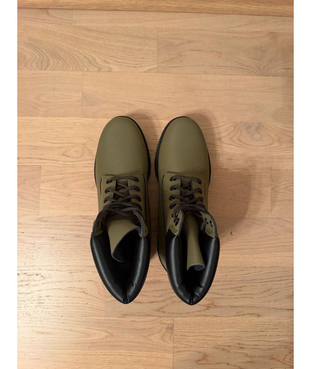 TIMBERLAND Зеленые кожаные высокие ботинки, фото 3
