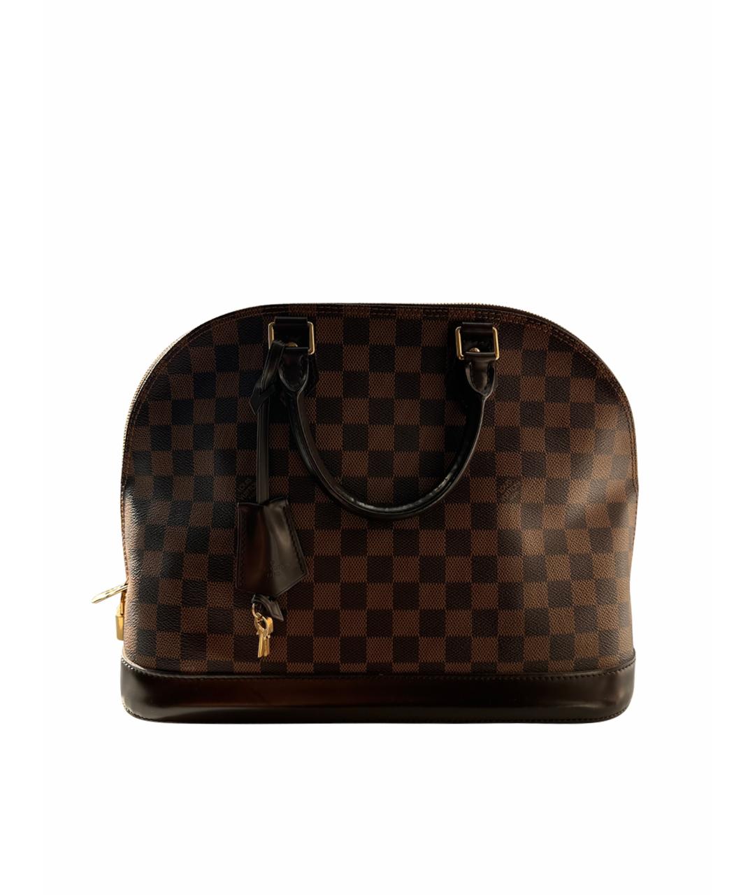 LOUIS VUITTON Коричневая кожаная сумка с короткими ручками, фото 1