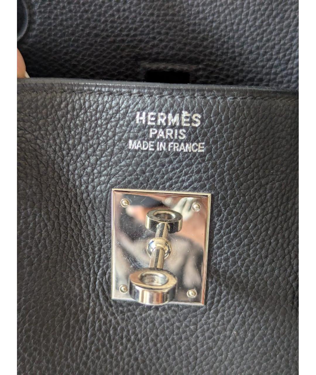 HERMES Черная кожаная сумка с короткими ручками, фото 7