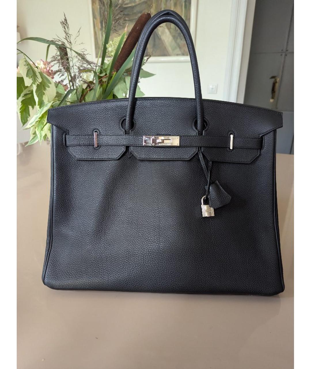 HERMES Черная кожаная сумка с короткими ручками, фото 10