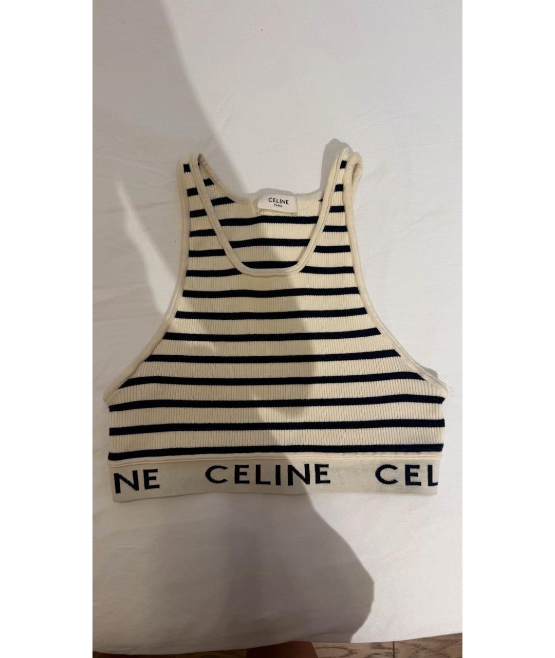CELINE Белая хлопковая майка, фото 7