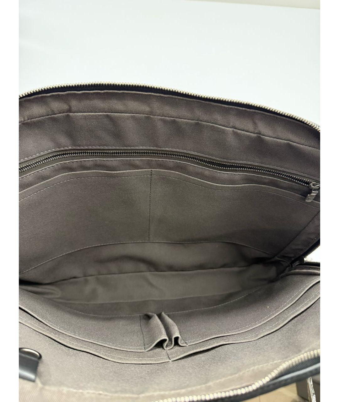 LOUIS VUITTON Черный кожаный портфель, фото 4