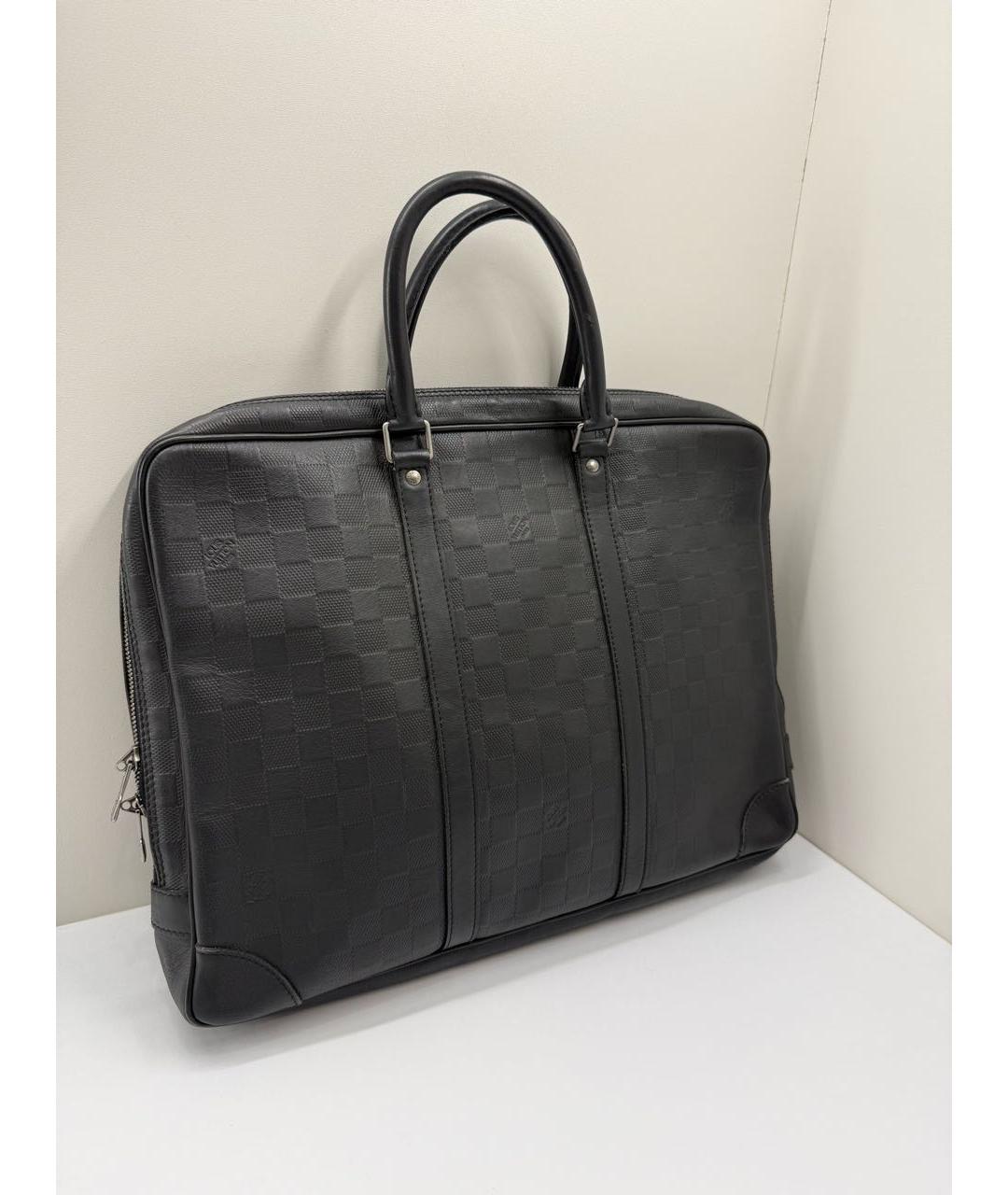 LOUIS VUITTON Черный кожаный портфель, фото 8