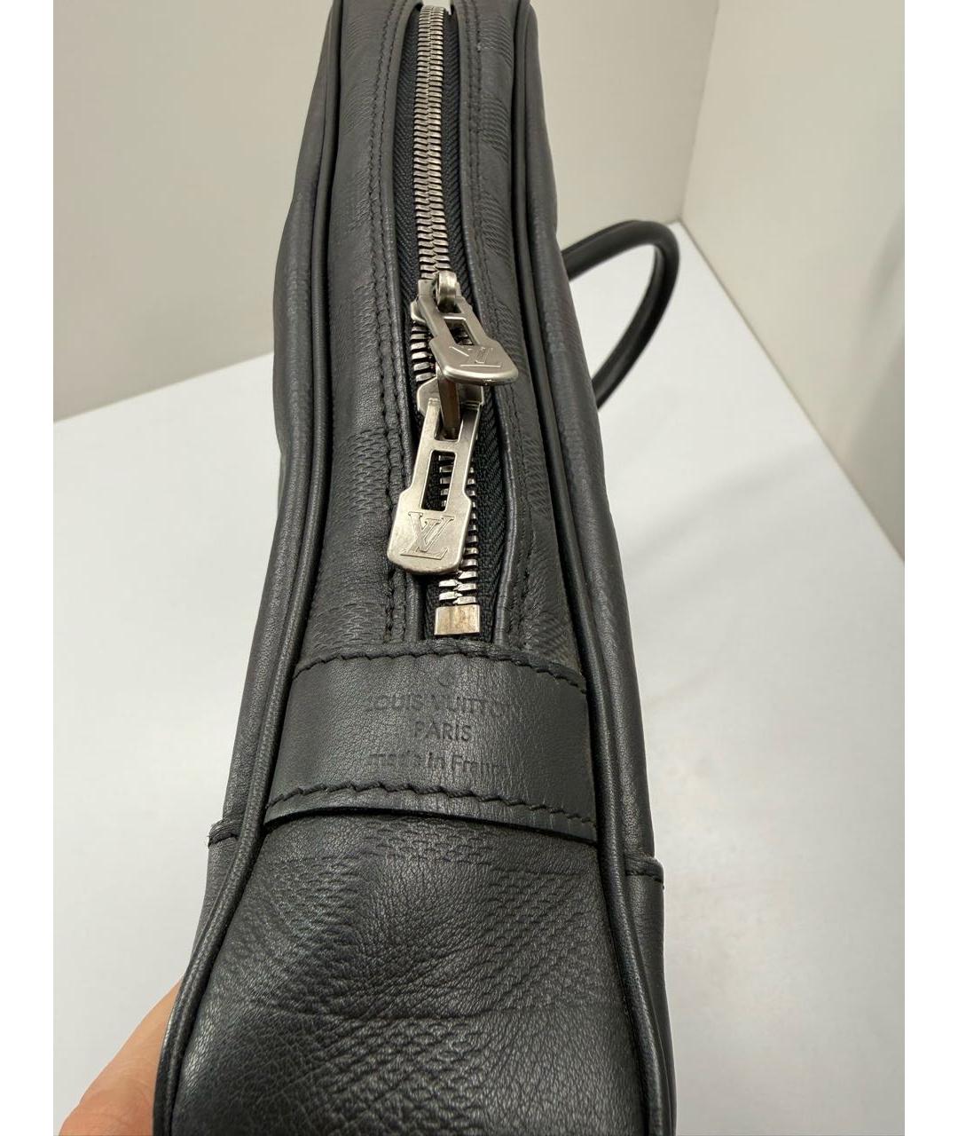 LOUIS VUITTON Черный кожаный портфель, фото 7