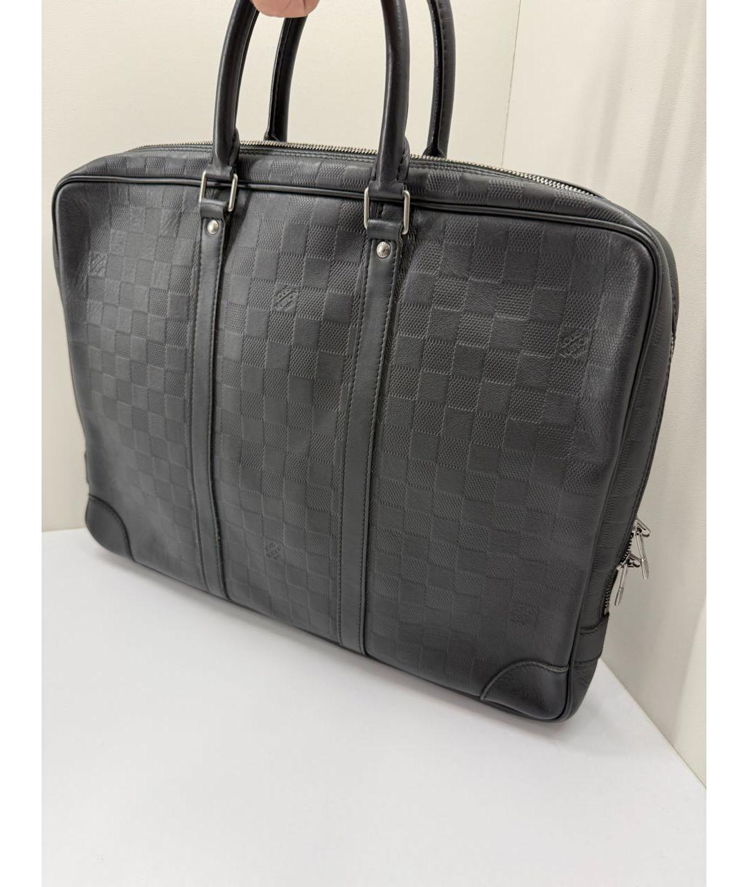 LOUIS VUITTON Черный кожаный портфель, фото 2