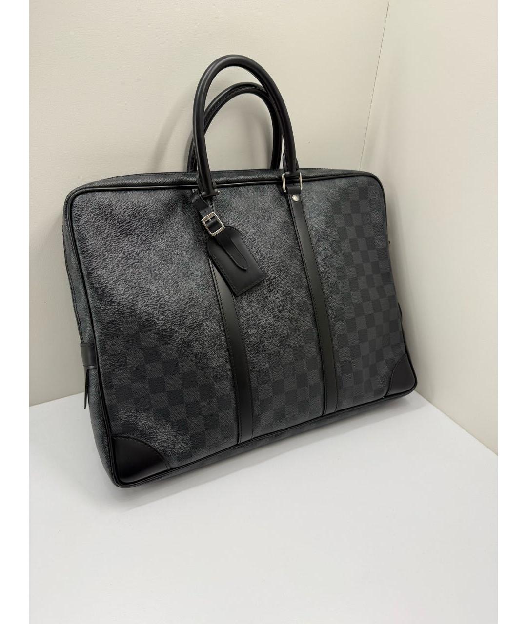 LOUIS VUITTON Серый кожаный портфель, фото 8