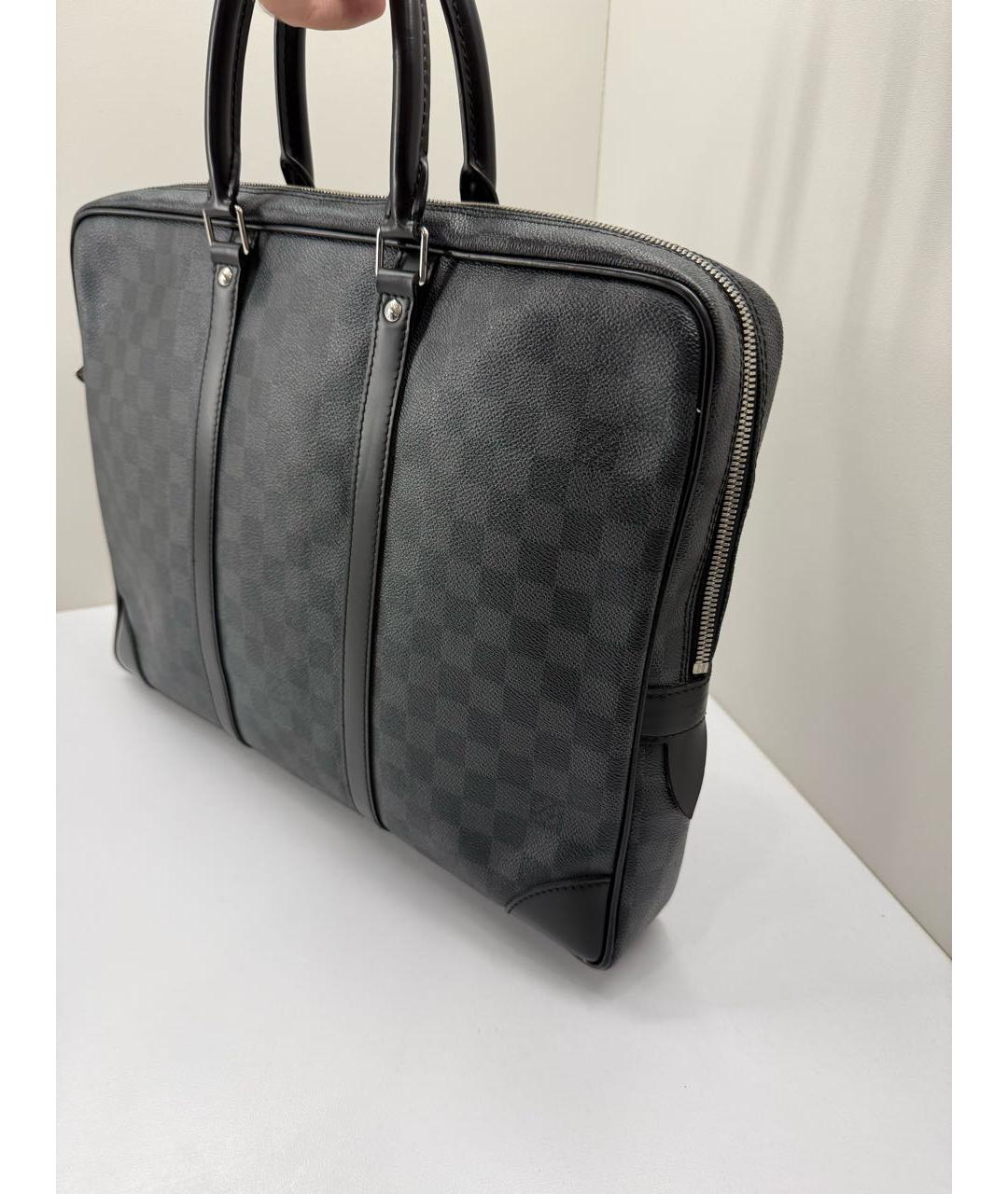 LOUIS VUITTON Серый кожаный портфель, фото 3