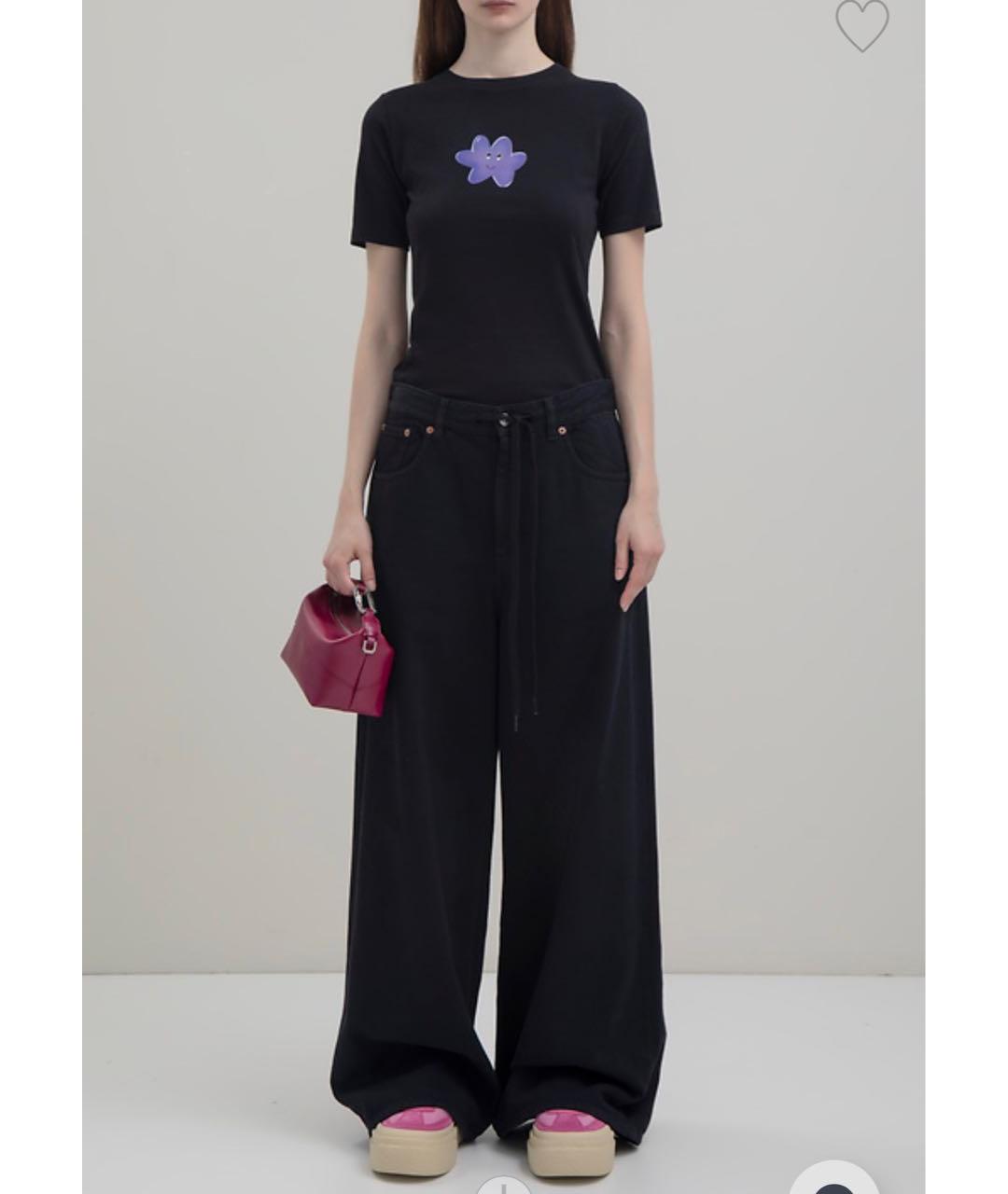 MM6 MAISON MARGIELA Черные хлопковые джинсы клеш, фото 2