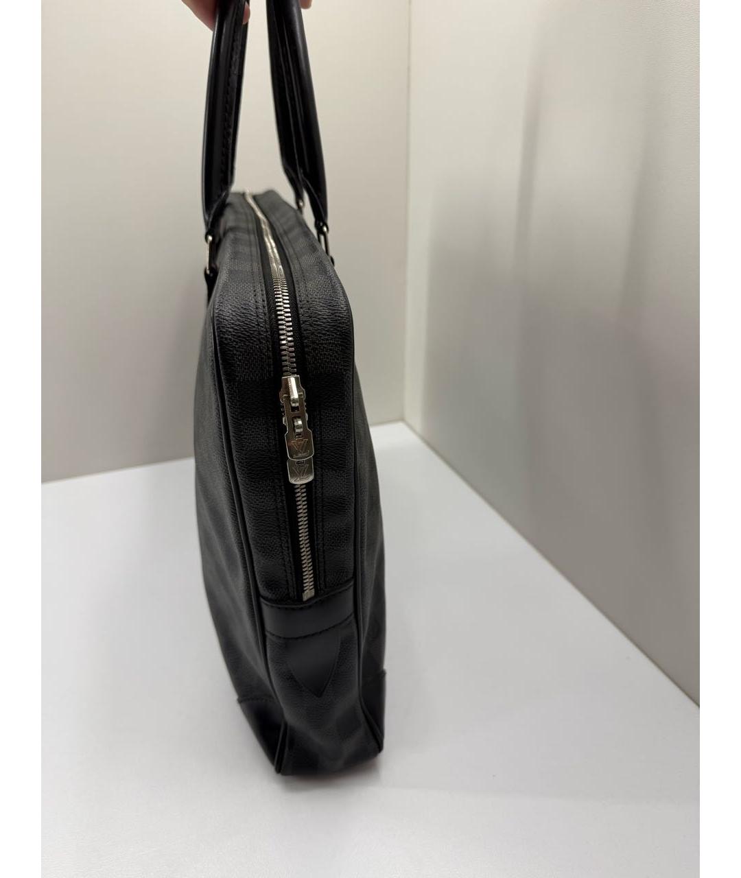 LOUIS VUITTON Серый кожаный портфель, фото 7