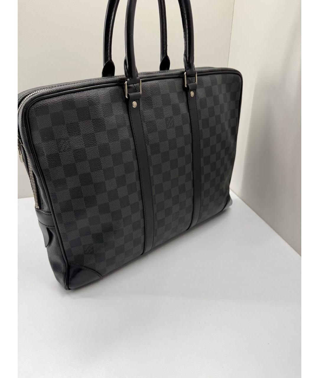 LOUIS VUITTON Серый кожаный портфель, фото 3