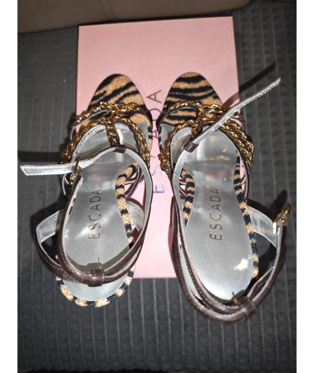 ESCADA Коричневые кожаные босоножки, фото 3