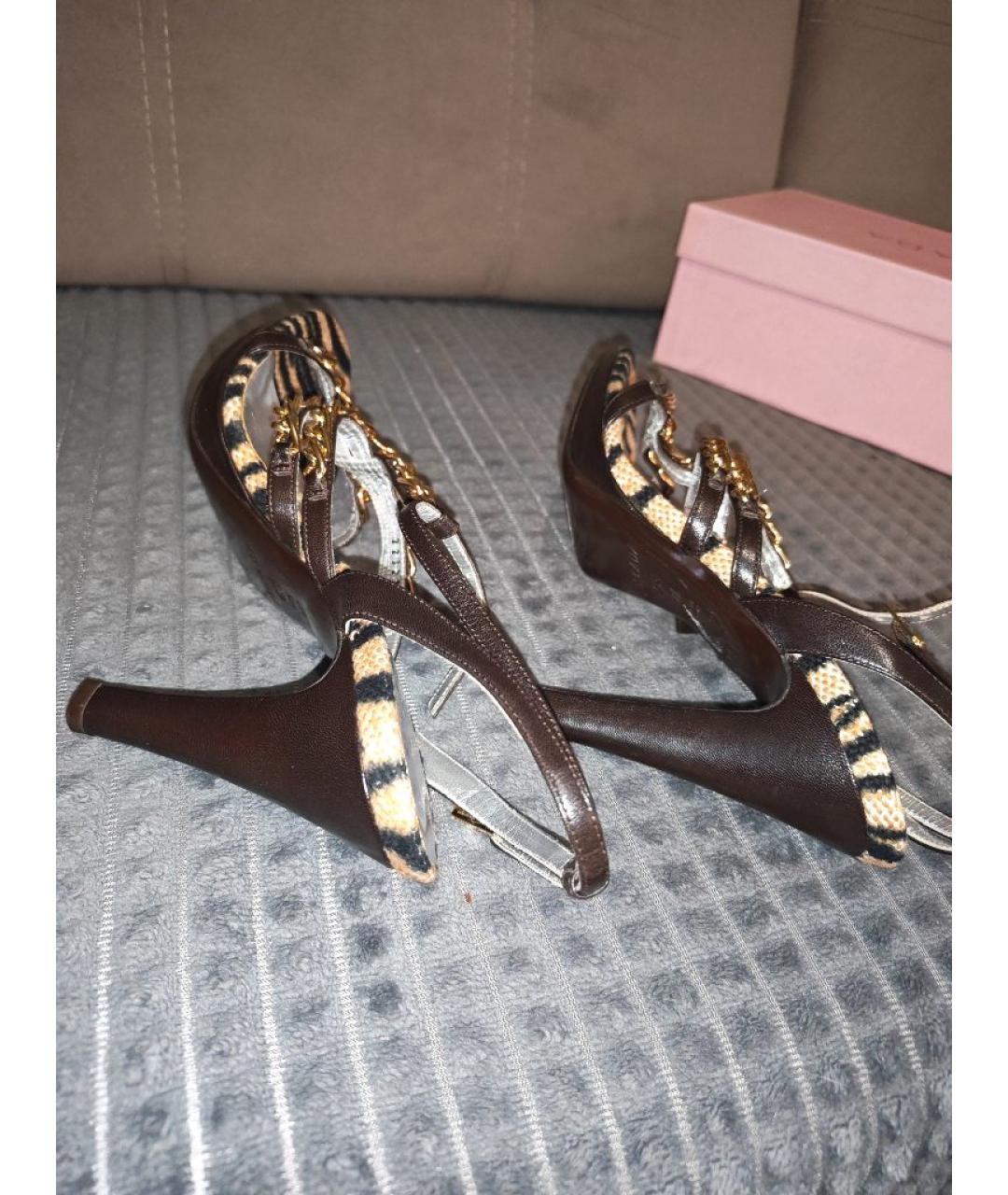 ESCADA Коричневые кожаные босоножки, фото 9