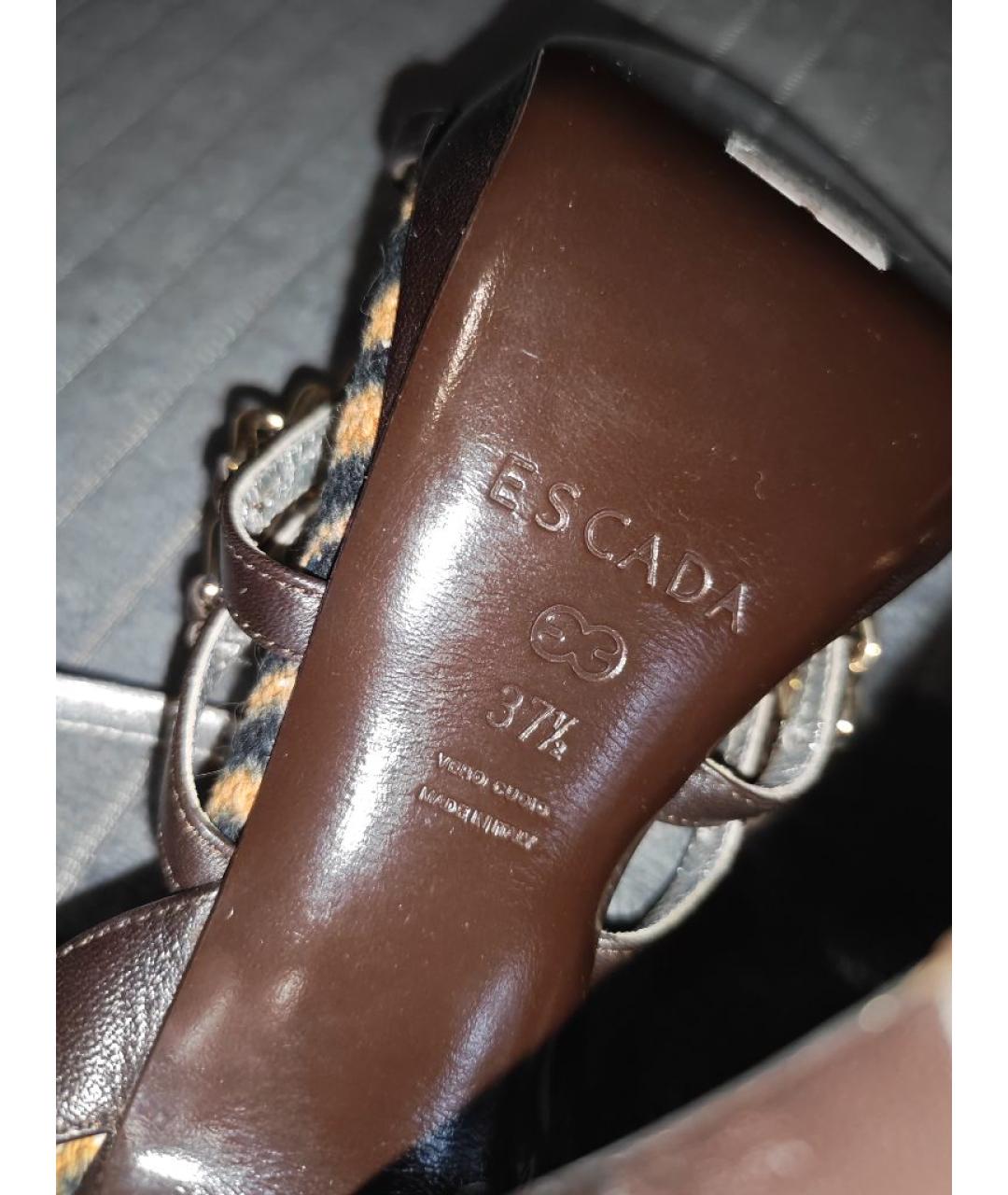 ESCADA Коричневые кожаные босоножки, фото 7