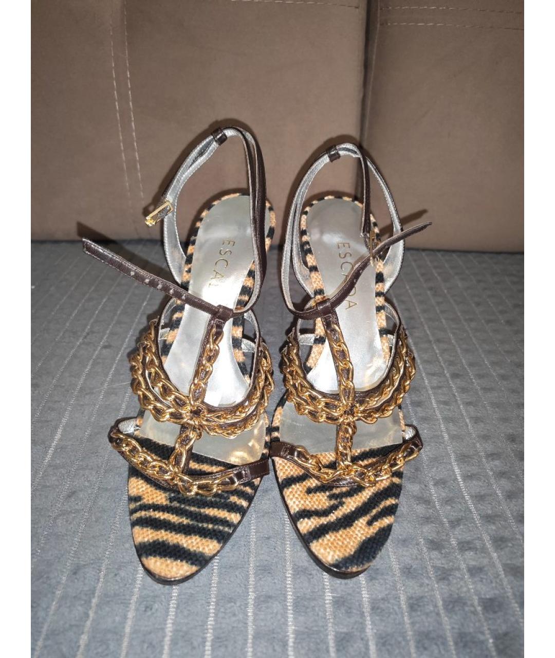 ESCADA Коричневые кожаные босоножки, фото 2