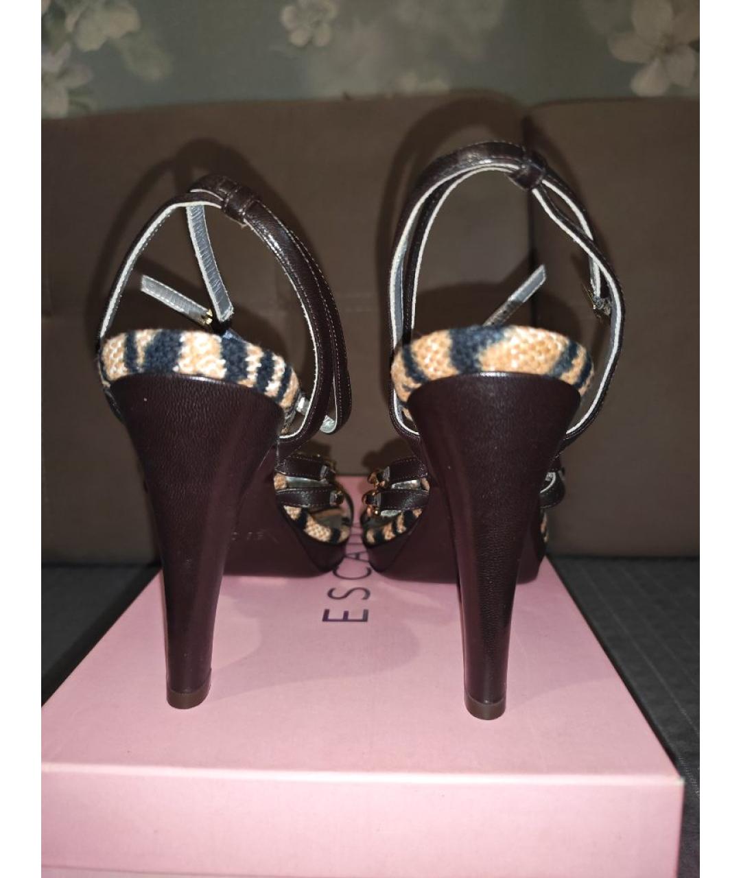 ESCADA Коричневые кожаные босоножки, фото 4