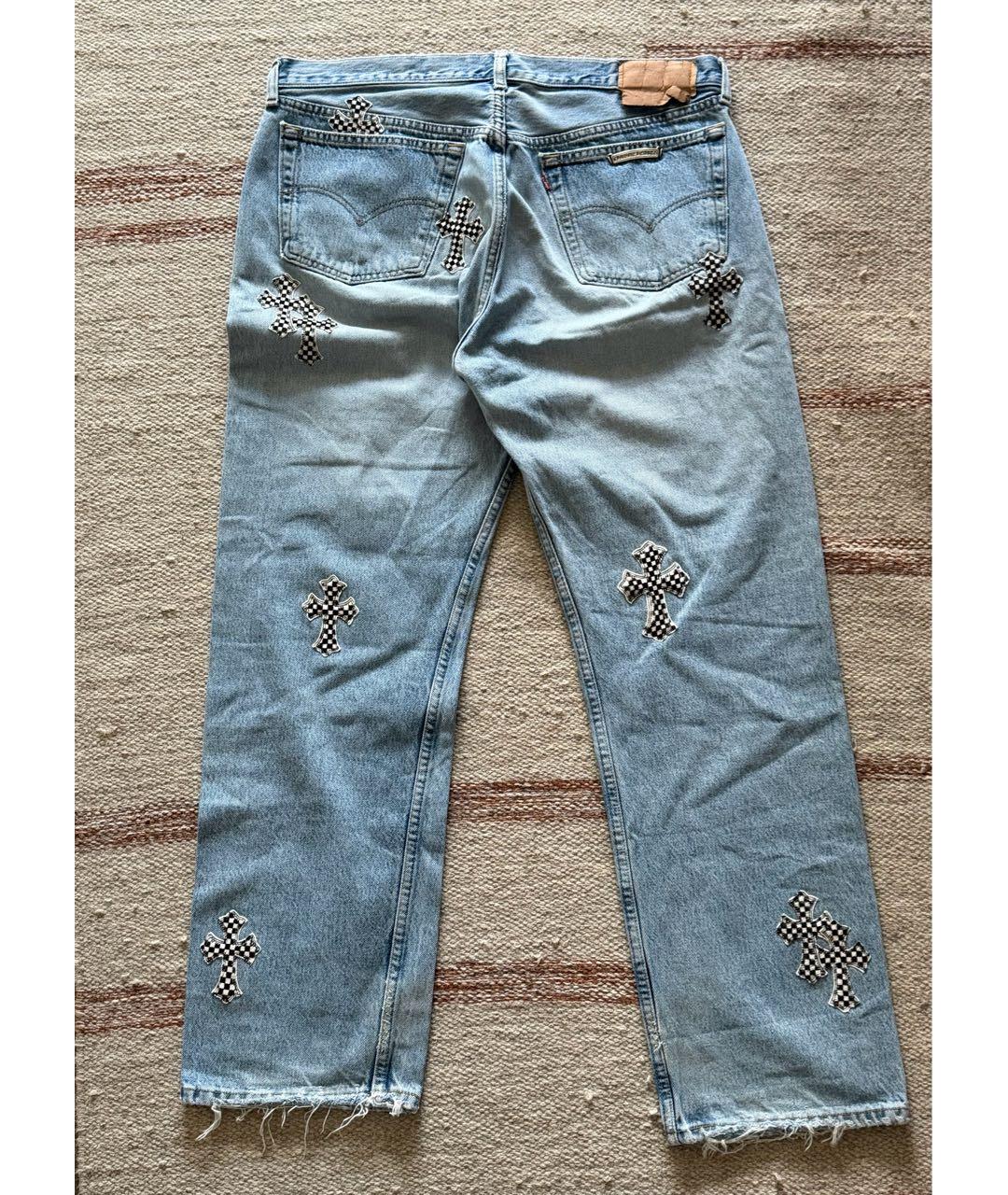 CHROME HEARTS Голубые хлопковые прямые джинсы, фото 2