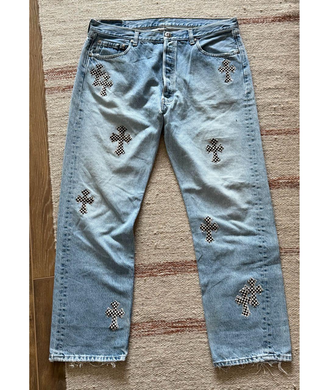 CHROME HEARTS Голубые хлопковые прямые джинсы, фото 3
