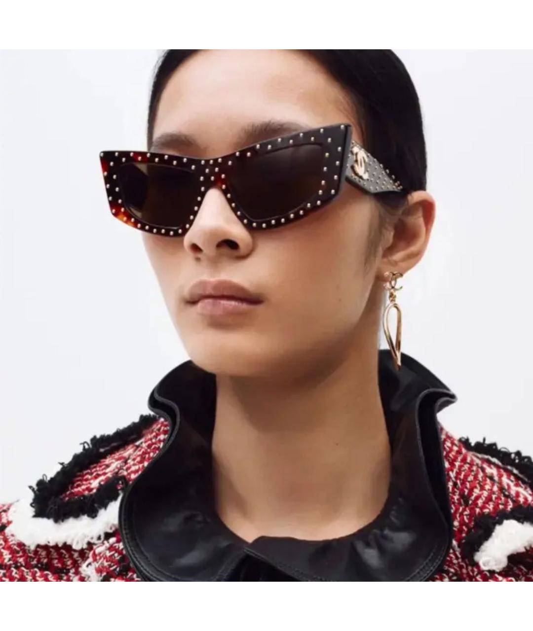 CHANEL Коричневые пластиковые солнцезащитные очки, фото 7