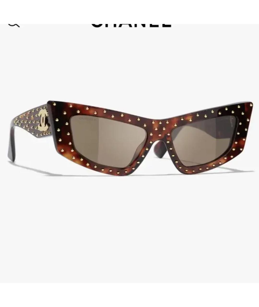 CHANEL Коричневые пластиковые солнцезащитные очки, фото 8