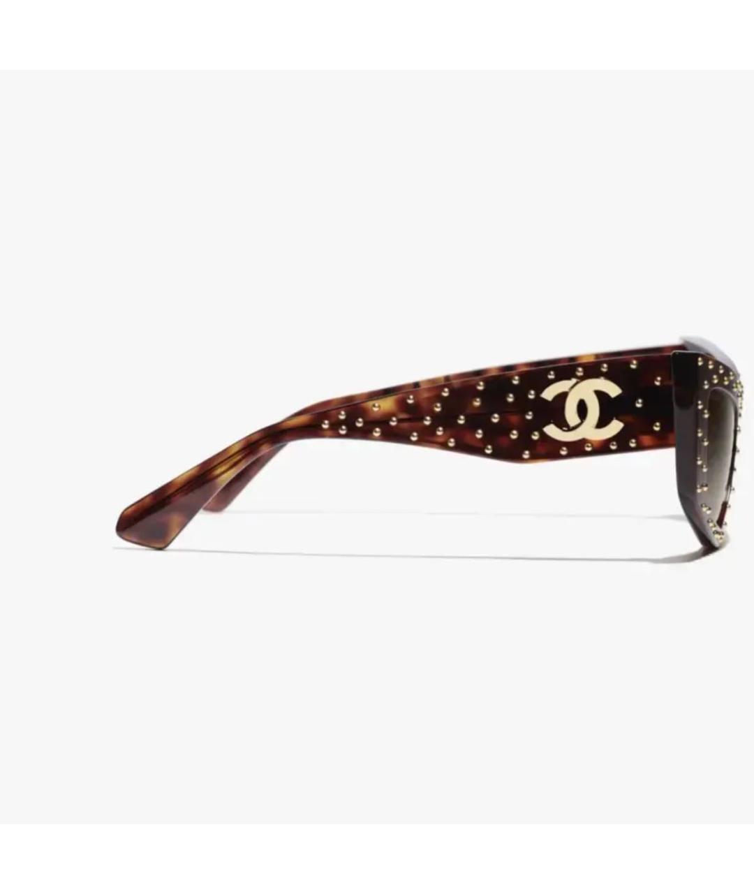 CHANEL Коричневые пластиковые солнцезащитные очки, фото 4