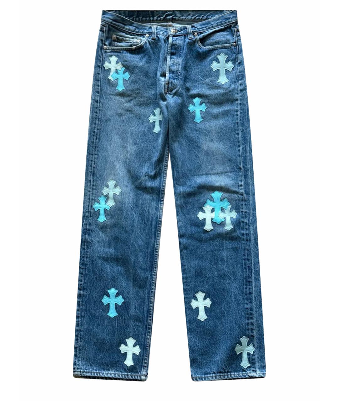 CHROME HEARTS Голубые хлопковые прямые джинсы, фото 1