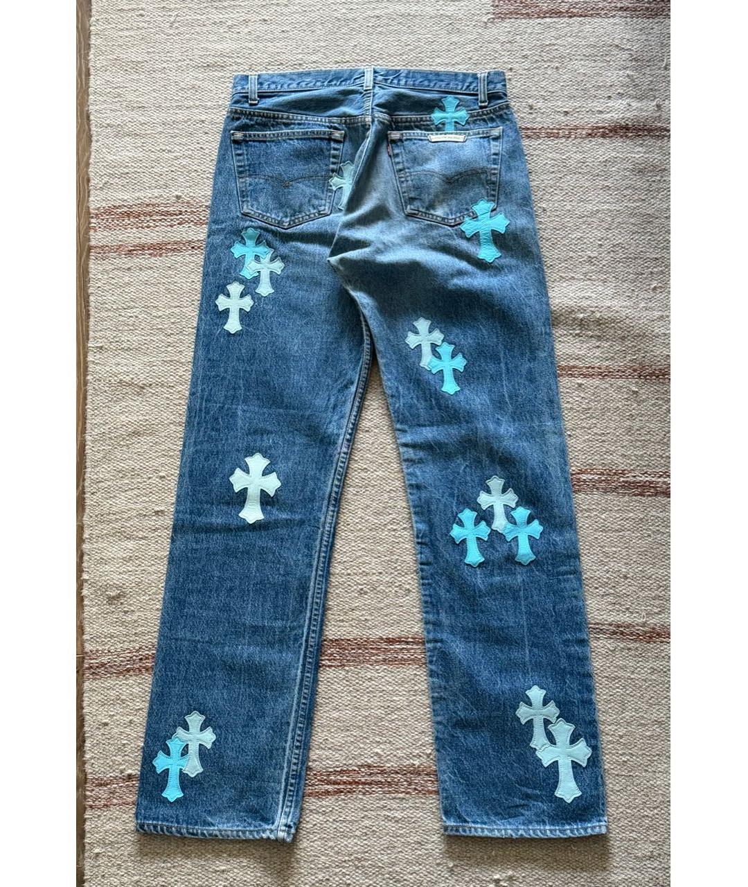CHROME HEARTS Голубые хлопковые прямые джинсы, фото 2