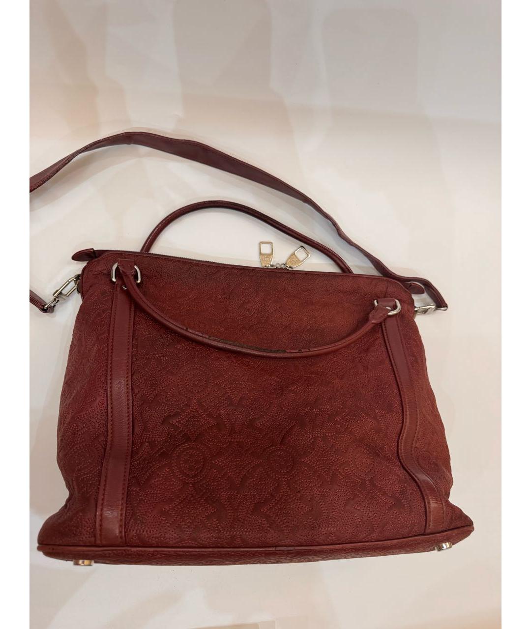 LOUIS VUITTON Бордовая кожаная сумка тоут, фото 3
