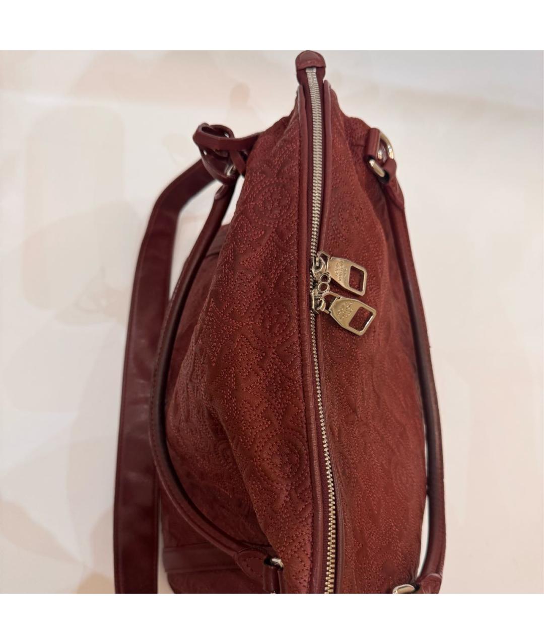LOUIS VUITTON Бордовая кожаная сумка тоут, фото 7