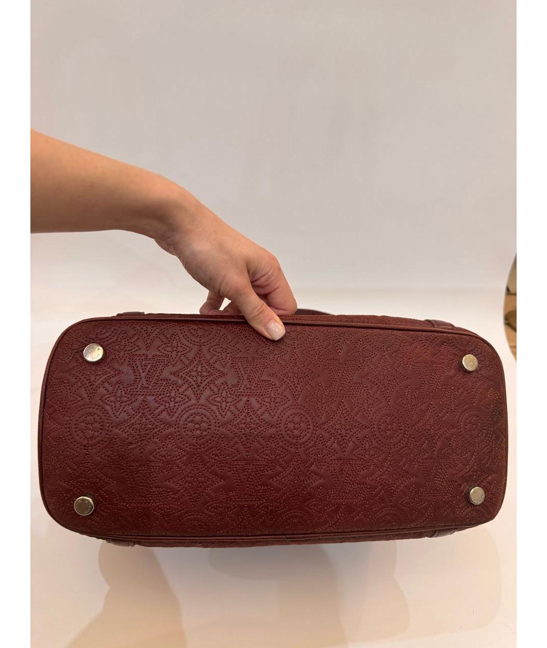LOUIS VUITTON Бордовая кожаная сумка тоут, фото 4