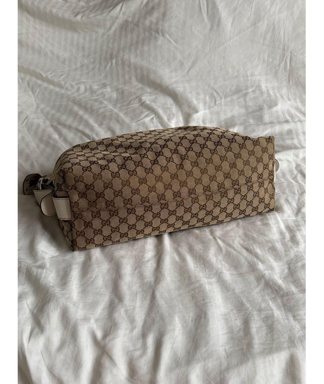 GUCCI Коричневая тканевая сумка с короткими ручками, фото 4