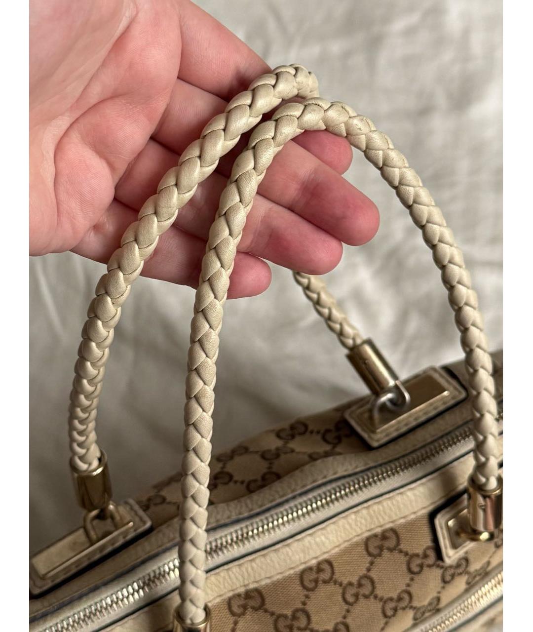 GUCCI BEAUTY Коричневая тканевая сумка с короткими ручками, фото 4