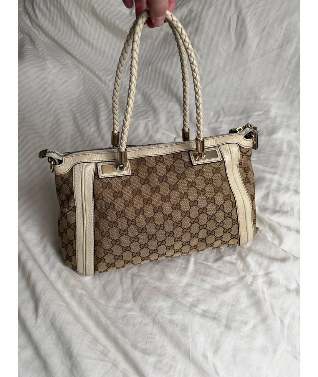 GUCCI BEAUTY Коричневая тканевая сумка с короткими ручками, фото 2