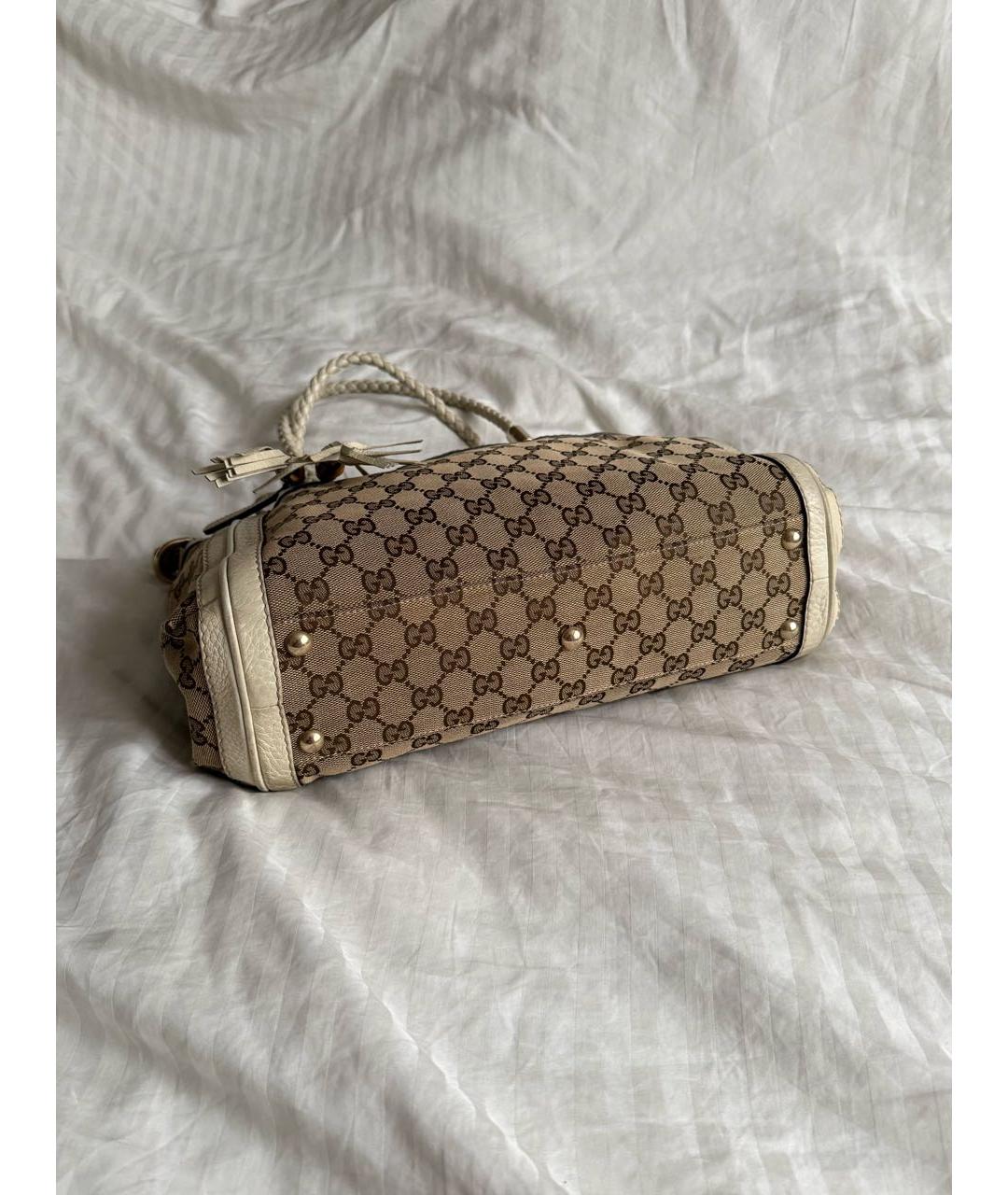 GUCCI BEAUTY Коричневая тканевая сумка с короткими ручками, фото 3
