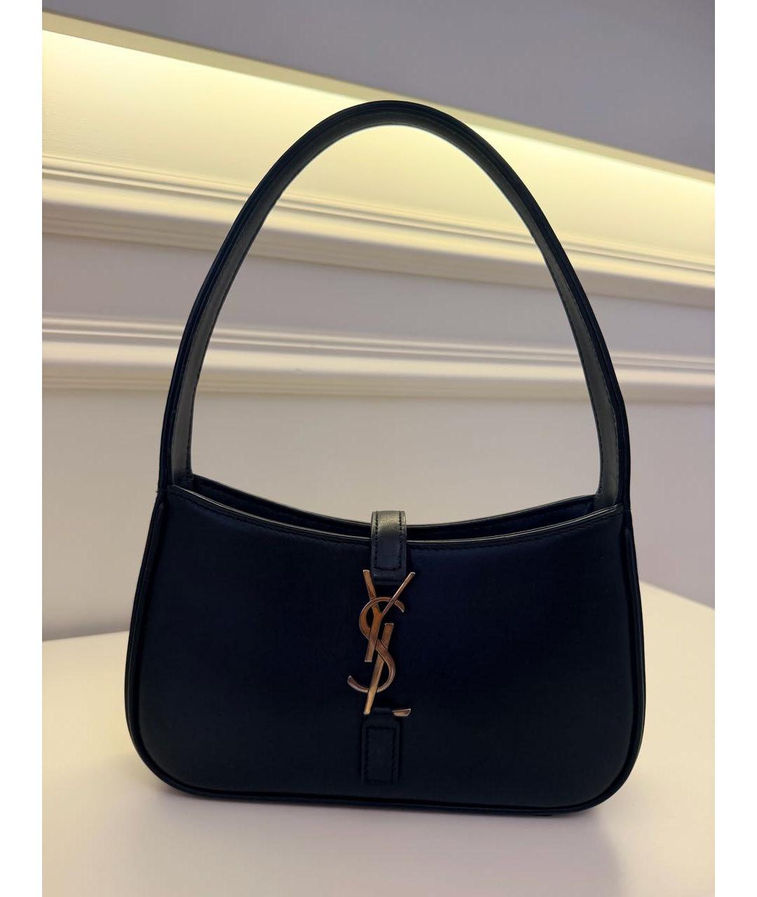 SAINT LAURENT Черная кожаная сумка с короткими ручками, фото 8