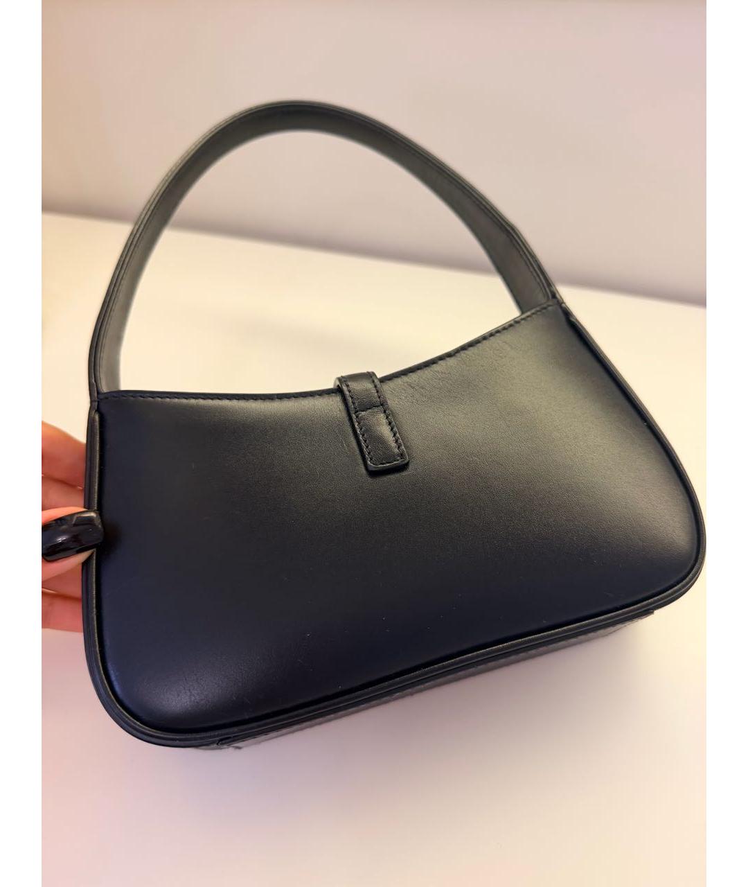 SAINT LAURENT Черная кожаная сумка с короткими ручками, фото 7