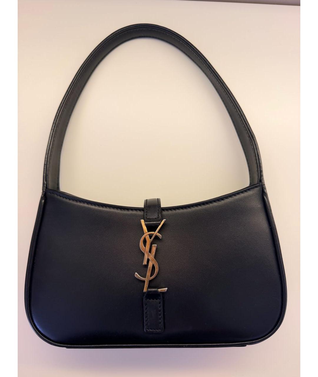 SAINT LAURENT Черная кожаная сумка с короткими ручками, фото 5