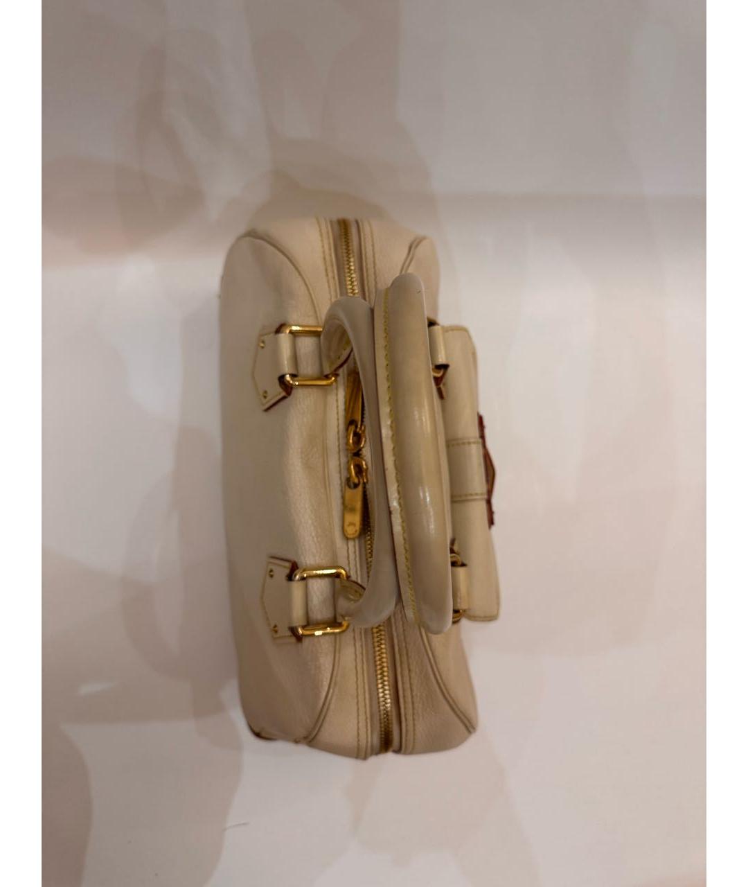 LOUIS VUITTON Белая кожаная сумка с короткими ручками, фото 6