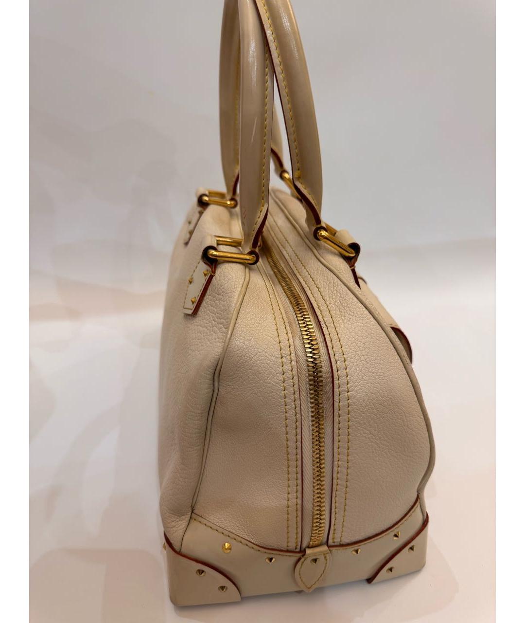 LOUIS VUITTON Белая кожаная сумка с короткими ручками, фото 5
