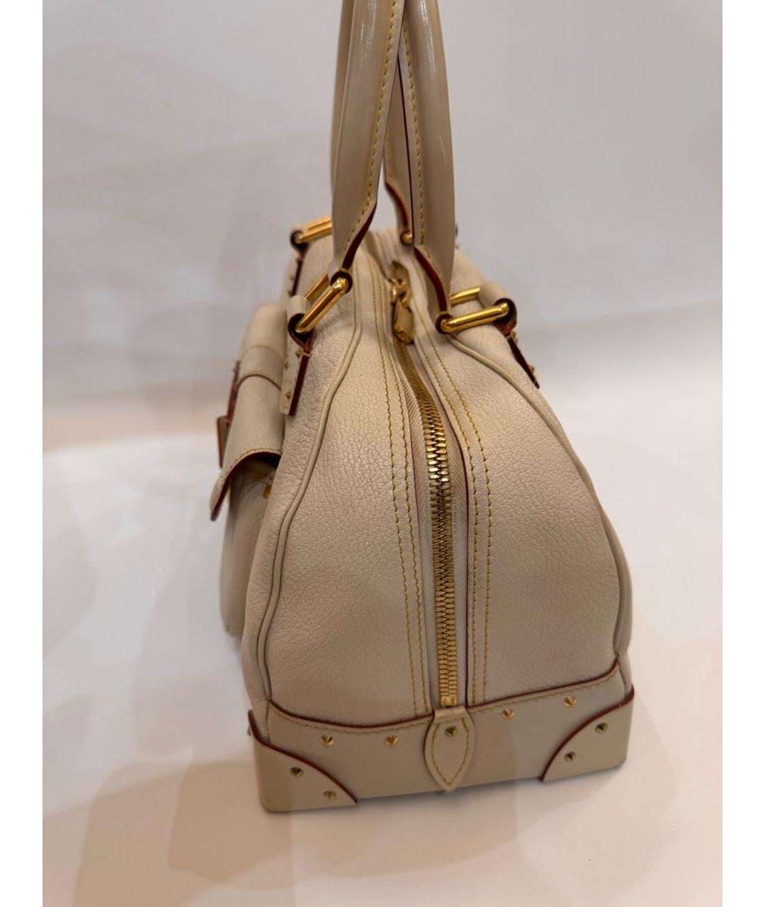 LOUIS VUITTON Белая кожаная сумка с короткими ручками, фото 4