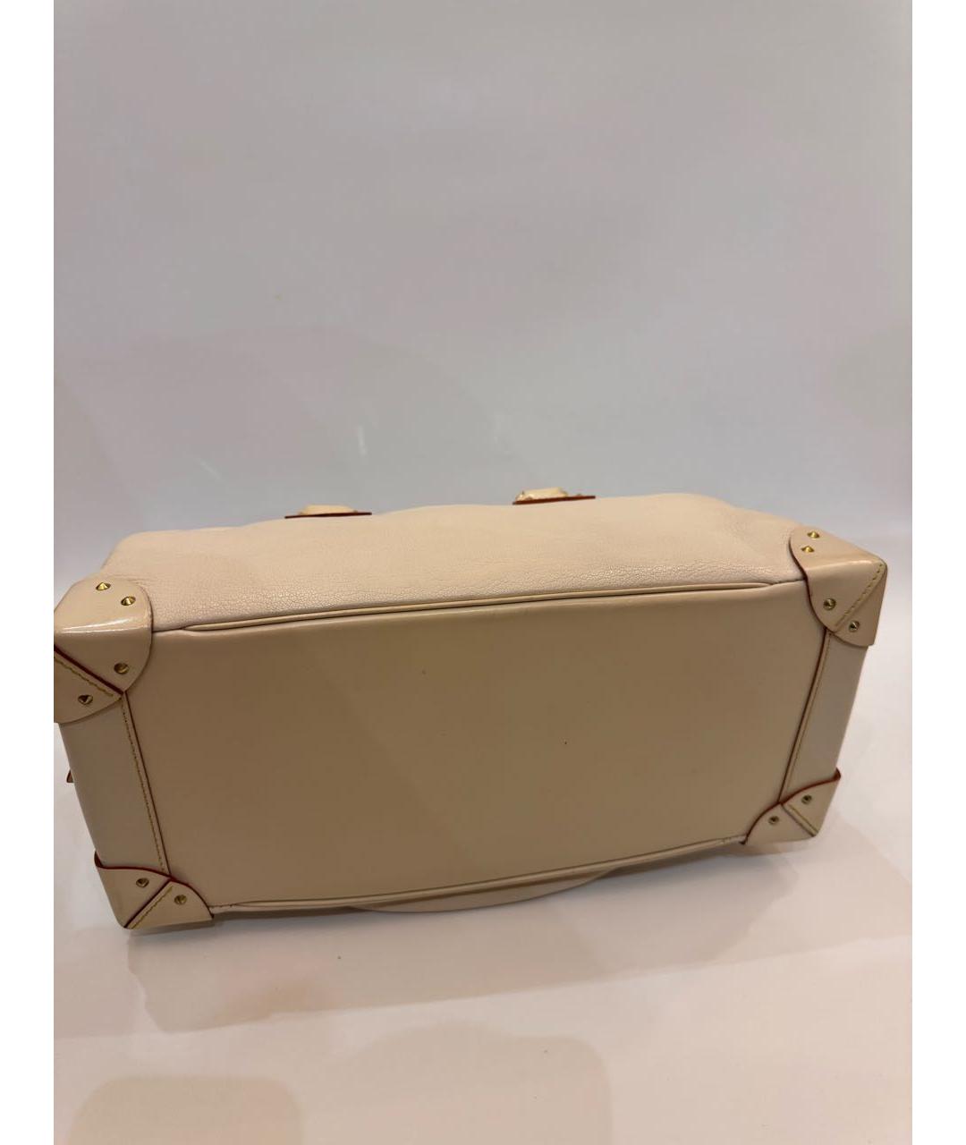 LOUIS VUITTON Белая кожаная сумка с короткими ручками, фото 7