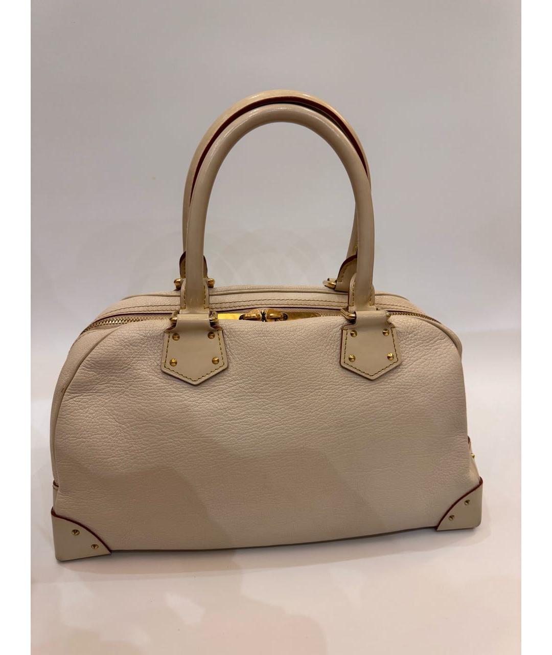 LOUIS VUITTON Белая кожаная сумка с короткими ручками, фото 3