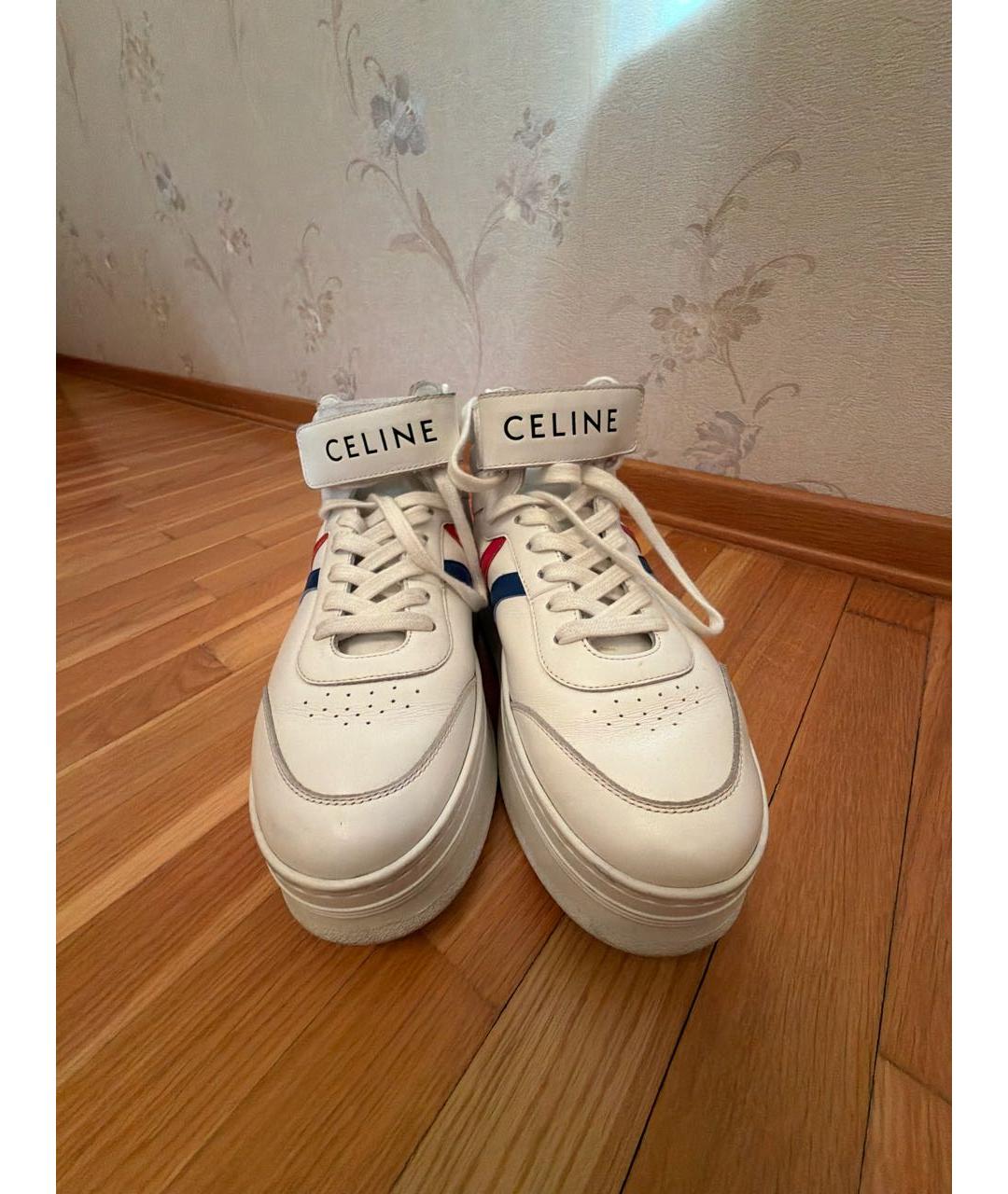 CELINE Белые кожаные кеды, фото 2