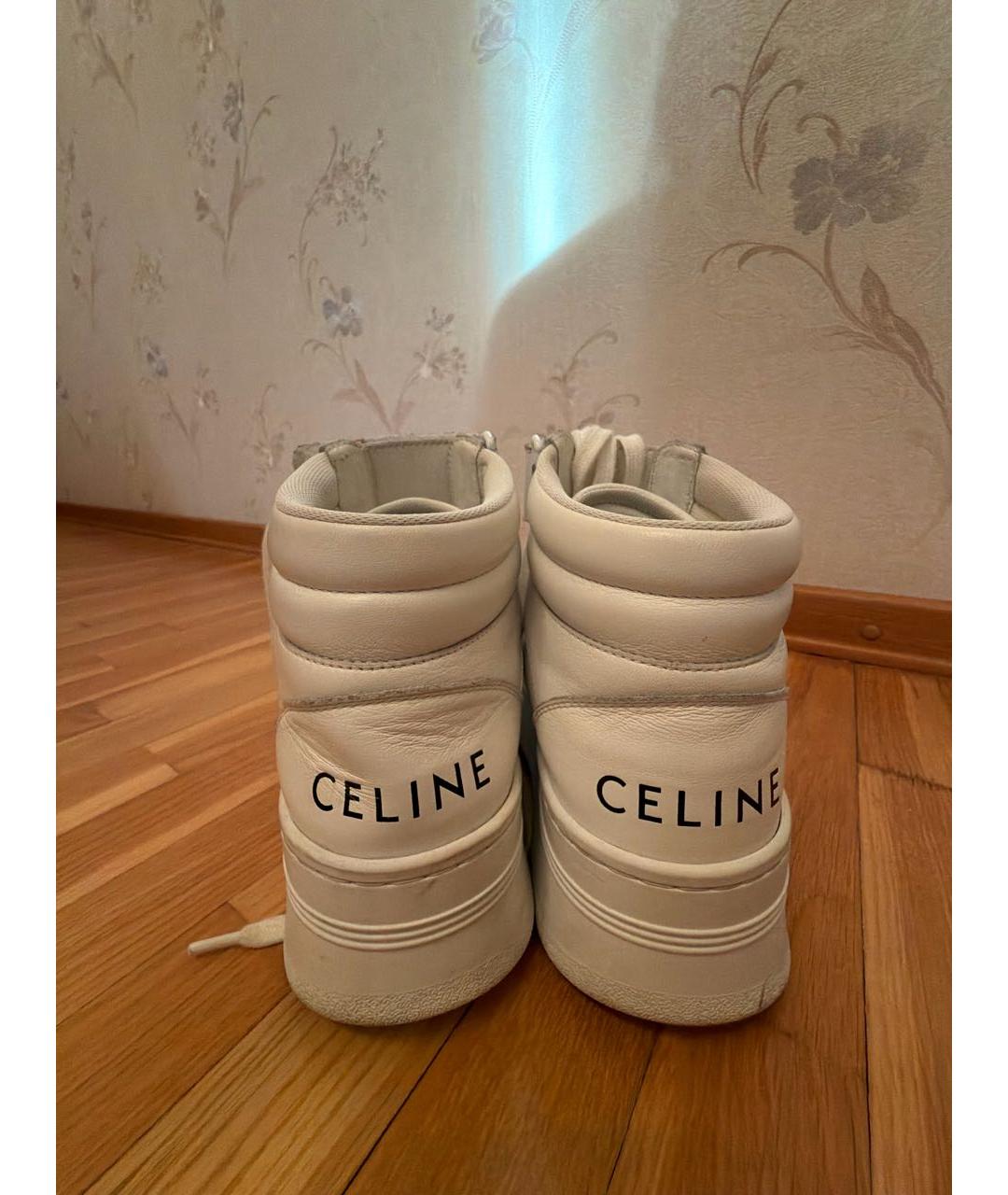 CELINE Белые кожаные кеды, фото 4