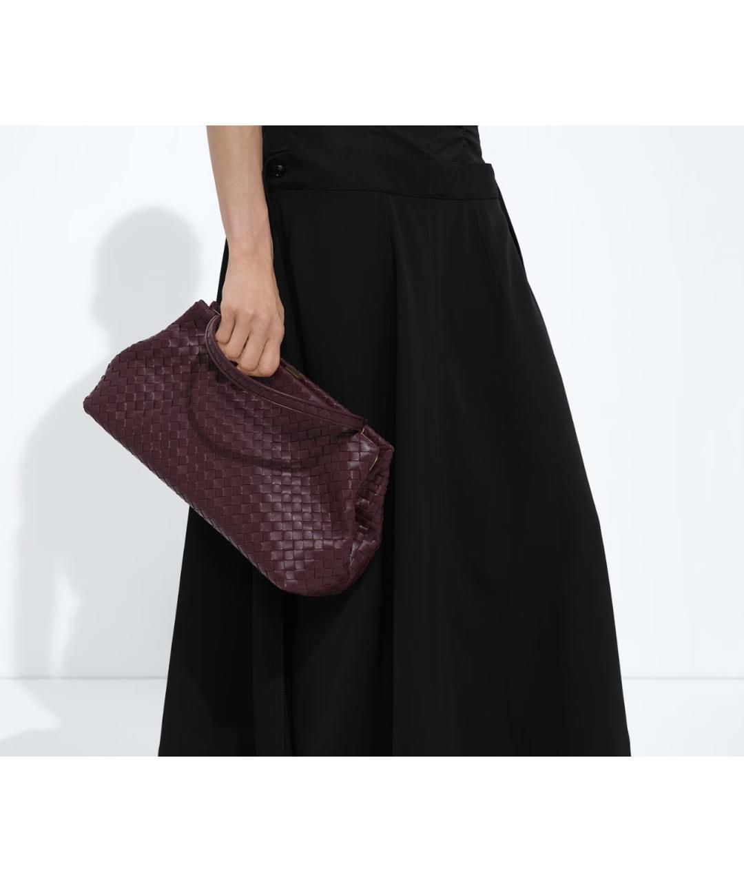 BOTTEGA VENETA Бордовая кожаная сумка с короткими ручками, фото 2