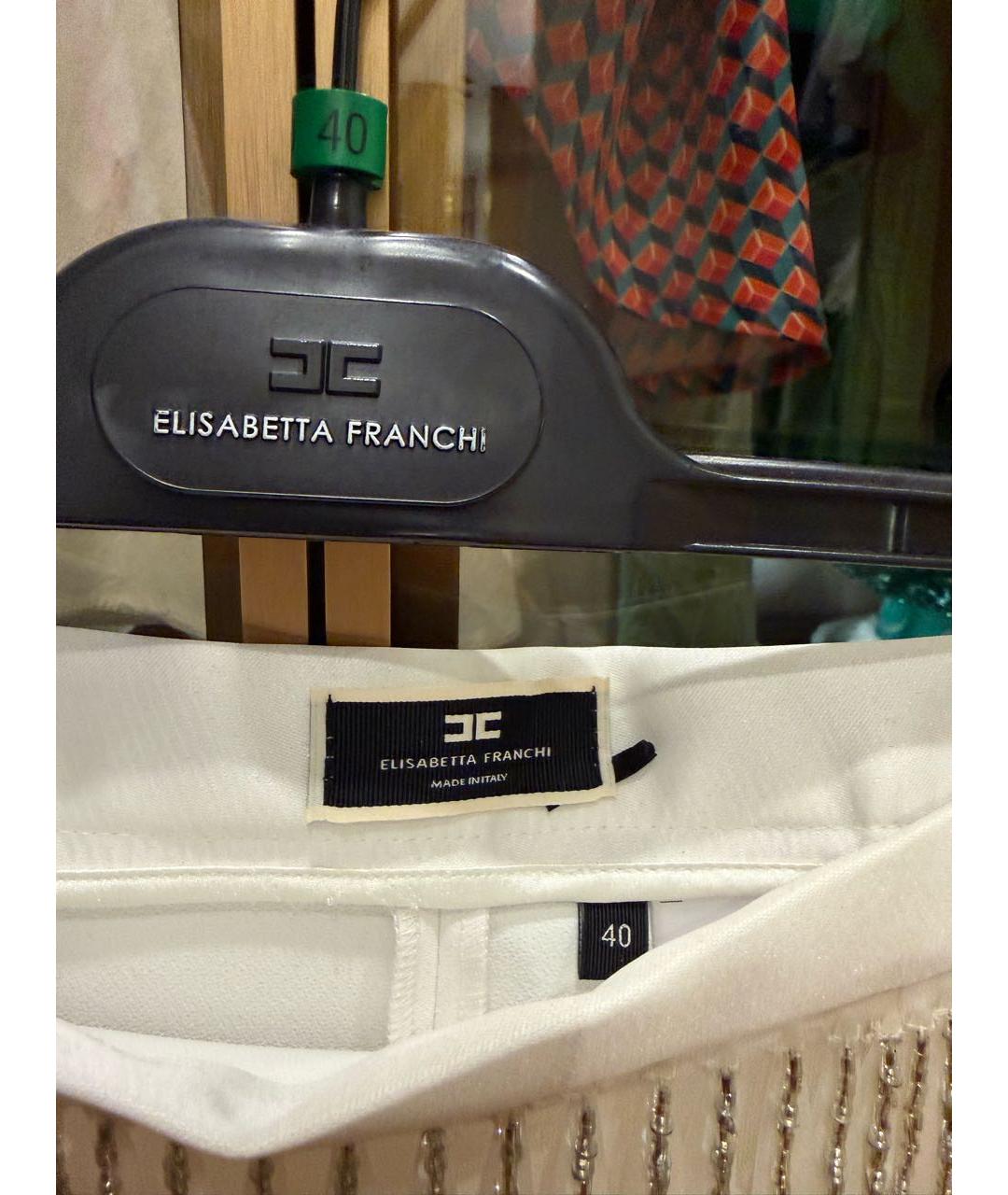 ELISABETTA FRANCHI Белая хлопко-эластановая юбка мини, фото 3